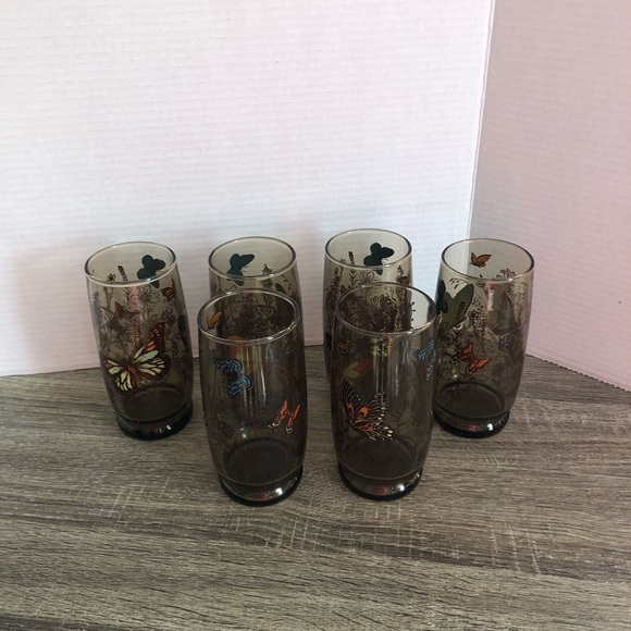 MCM Libbey Butterfly Glasses - Picture 1 of 9